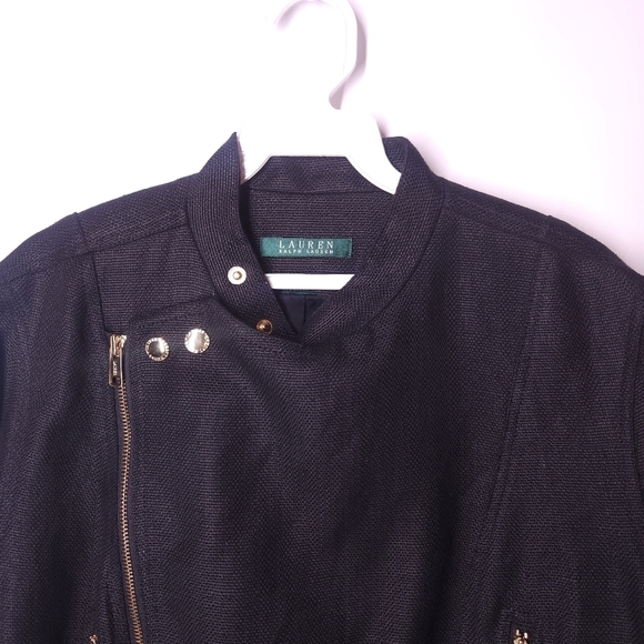 Lauren Ralph Lauren Linen blend Moto Jacket - Picture 2 of 9